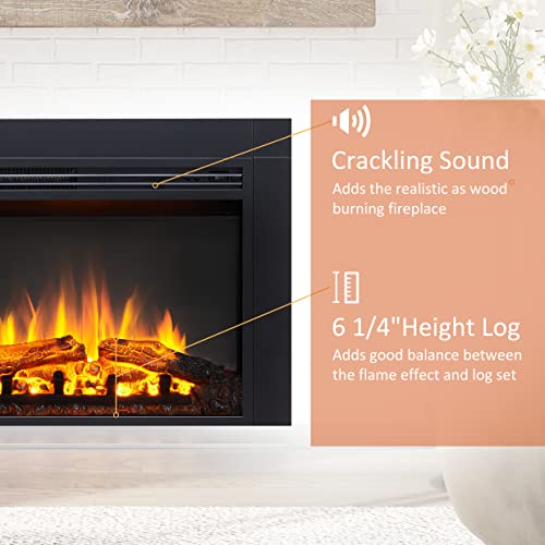 Image of LegendFlame Jaden 28 inch W x 22 inch H (EF321) Electric Fireplace Insert with Front Trim Kit, Fire Crackling Sound, 750W /1500W Heater, Remote Control