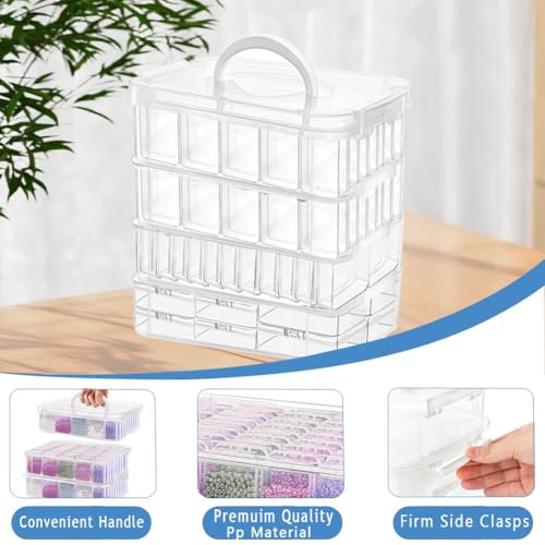 Image of 131pcs Bead Storage Container,4Tier-Bead Organizer Boxes And Craft Storage Boxes, Storage Stackable portable box,DIY Jewelry Craft Nails, Bracelets, Jewelry, Diamonds, Pens, (4Tier)