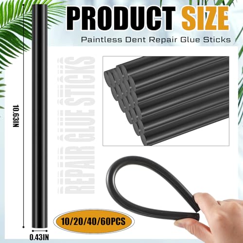 Image of CroBlissful 60 Pcs Paintless Dent Repair Glue Sticks PDR Glue Hot Sticks Paintless Dent Repair Tool for Car Restoration Remover Tool Set (Black)