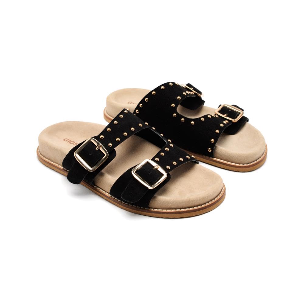 GIOSEPPO Women's Stella Flat Sandal, Black/White, 4.5 UK