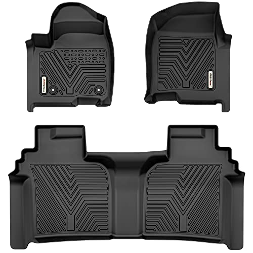 YITAMOTOR Floor Mats Compatible for 2019-2023 Chevrolet Silverado 1500/GMC Sierra 1500 & 2020-2023 Chevy Silverado/GMC Sierra 2500HD/3500HD Crew Cab with Rear Underseat Storage Box, Front Bucket Seat