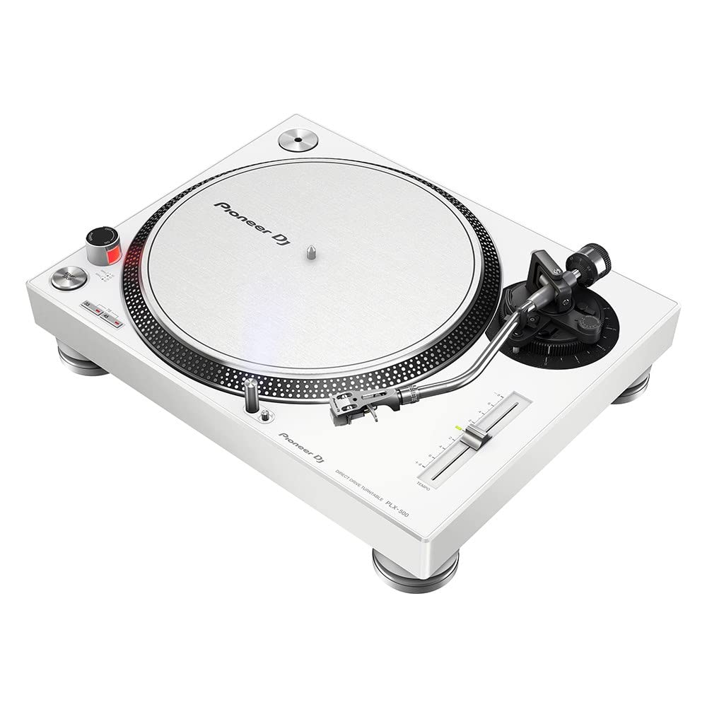 Pioneer DJ, PLX-500-W, Giradischi per DJ a trazione diretta, bianco & KabelDirekt – 0,5m Cavo RCA, PRO Series