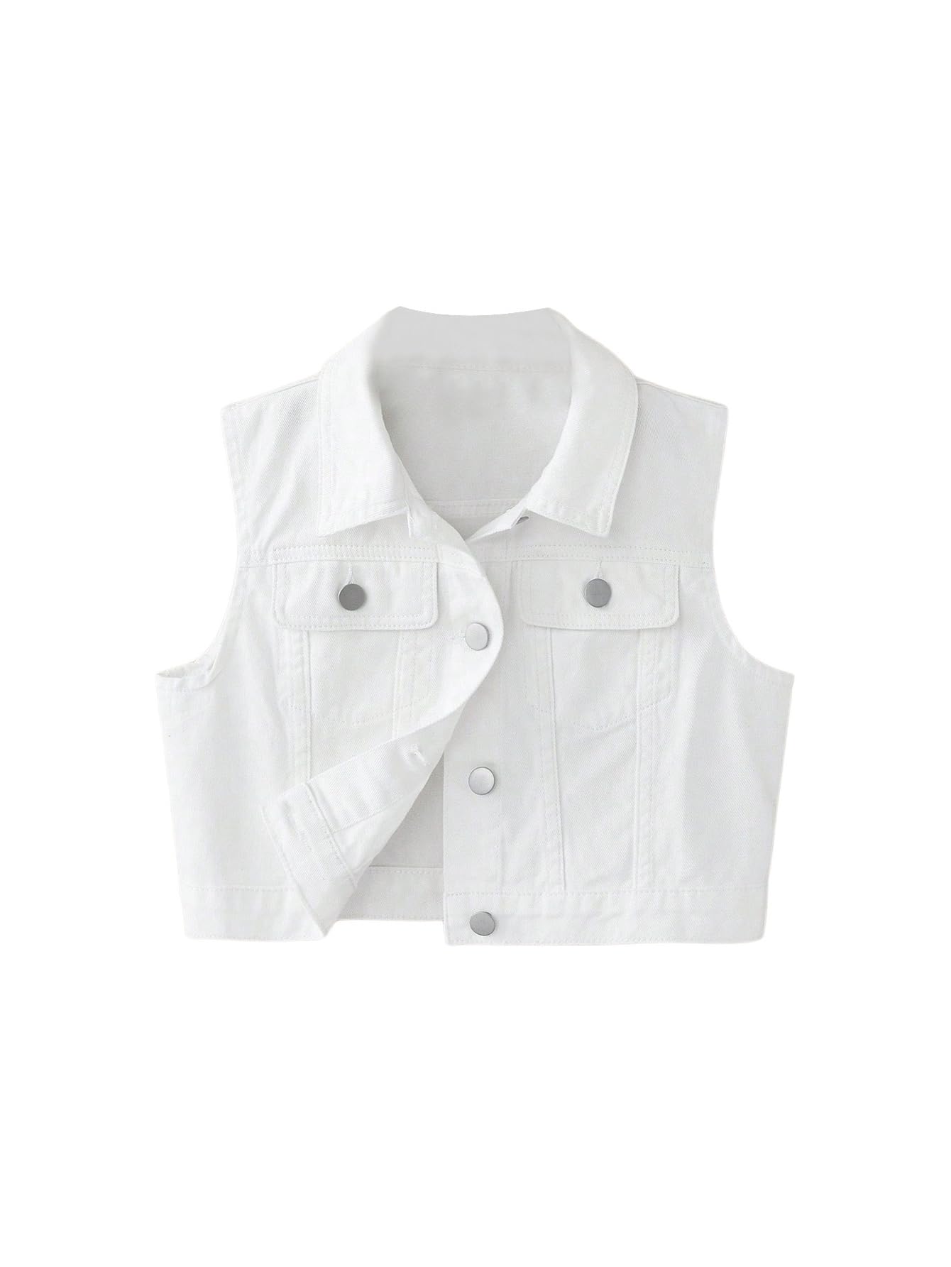 SweatyRocks Girl's Denim Vest Button Down Sleeveless Jean Jacket Outerwear