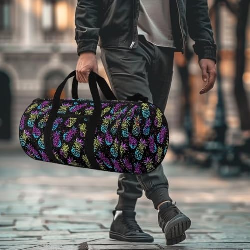 Boatee Pineapple Duffle Bag for Travel Duffel Bag for Men Large Gym Bag Casual Luggage Bag Multifunctional Handle Shoulder Bag with Adjustable Strap Lightweight Weekender Hand Bag for Sport Camp Black4
