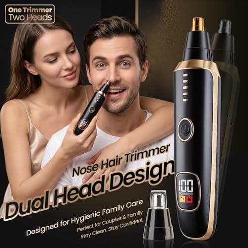 Image of Nose & Ear Hair Trimmer with LED Display for Men and Women, 2026 USB Rechargeable Facial Trimmer Clipper for Easy Cleansing, Portable Painless Grooming Kit,Gift Box Included