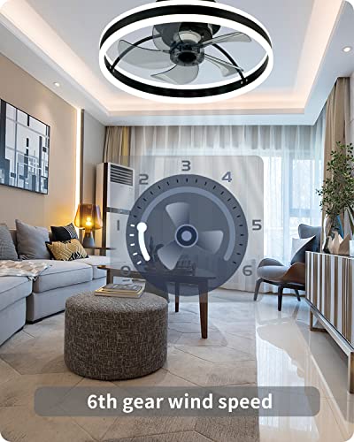 Dewshrimp Wifi Low Profile Ceiling Fan Flush Mount Bladeless Ceiling Fan With Remote+App Smart Ceiling Fan With Bluetooth Speaker Compatible With Alexa And Google Assistant 6Speeds Reversible 19.8In #TOP3