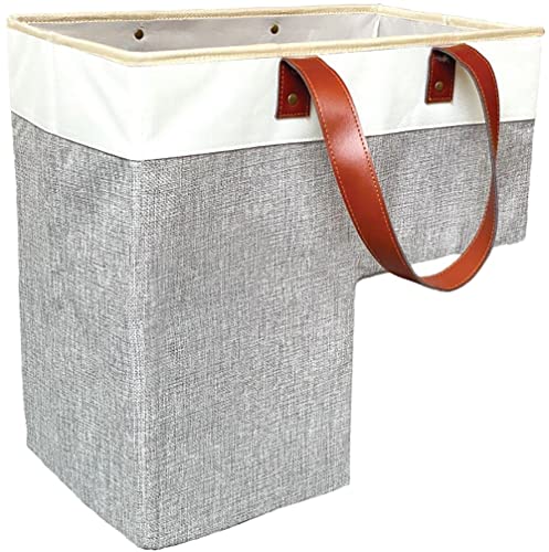 SAM AND MABEL Treppenkörbe für Teppichtreppen und Holztreppen - 40,6 cm Treppenkorb mit Griffen, Treppenstufen, faltbarer Aufbewahrungs-Organizer für Zuhause und Büro (Smart Gray-White) Cover