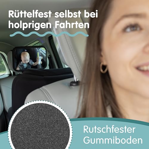 Onco 360° Baby Autospiegel - 2025 Vergleichssieger, 100% bruchsicher & rutschfest, 2024 & 2023 preisgekrönt, klares Sichtfeld, Spiegel Auto Baby Rückbank (17,5 x 24,5 cm)