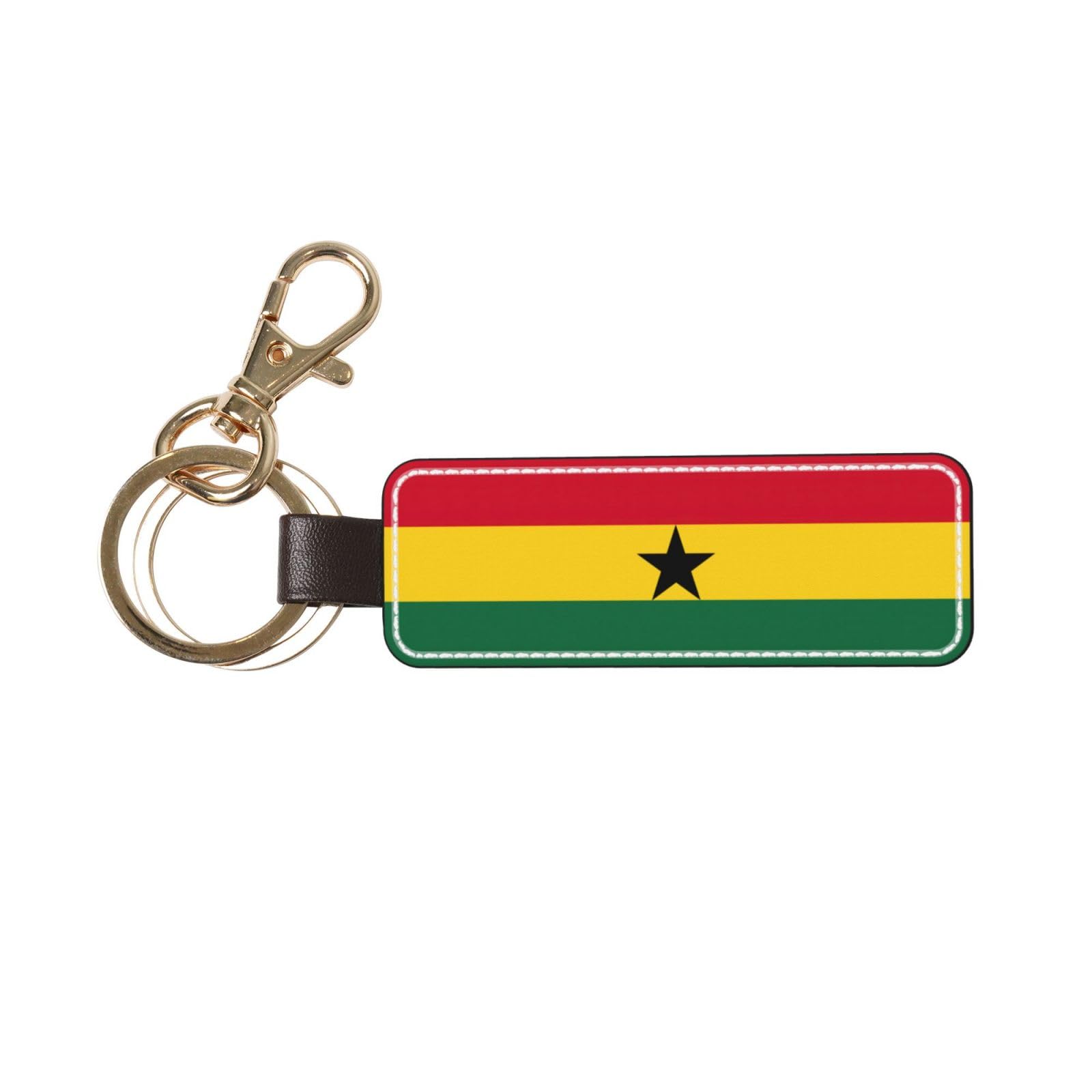 EdWal Flag Of Ghana Print Leather Key Chain, Stylish Car Keychain, Home Keychain, Universal Key Fob For Women