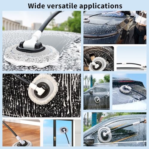 Image of 3-Section Telescopic Car Wash Brush with 15 Curved Aluminum Alloy Handle & 180 Adjustable Head | Non-Scratch Brush for Car Truck RV Boat Wheel Well Solar Panels Cleaning