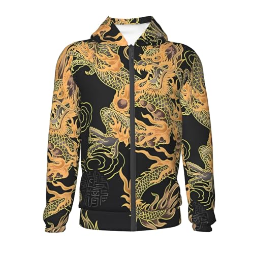 Oriental Dragon Kids Pullover Hoodies Boys Zip Up Sweatshirts Girls Athletic Clothes with Pocket2
