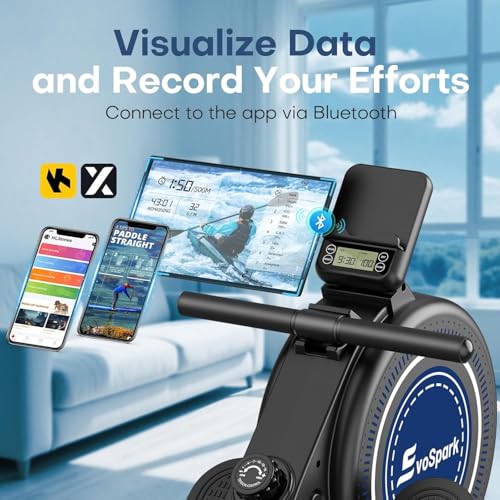 Rowing Machine for Home Gym, EvoSpark Magnetic Rowing Machines 350 LB Weight Capacity - Foldable Rower for Home Use with App Supported, Upgrade to Double Slide Rail - Image 4