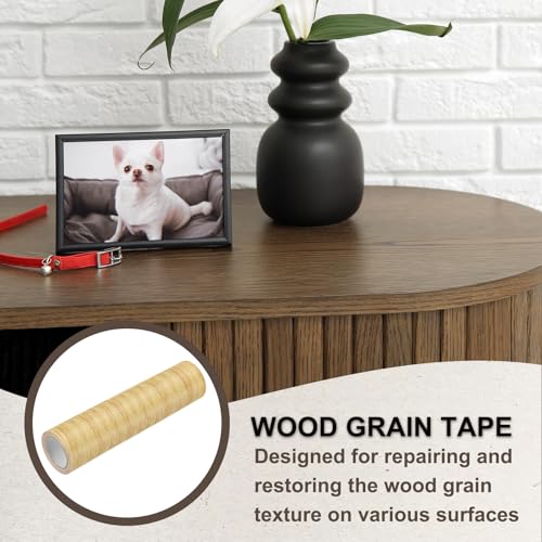 Image of PATIKIL Wood Grain Tape 7.9 inch x 15 Ft, Self-Adhesive Wood Texture Repair Tape Realistic Wood Effect Contact Paper Patch for Furniture Cabinets Floor Walls Home Decoration, Yellow Oak
