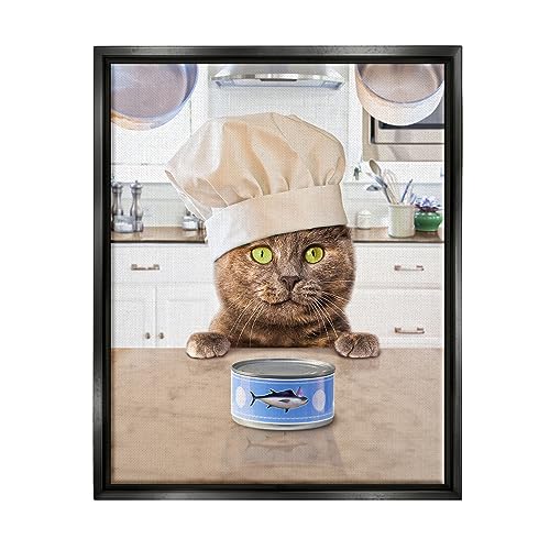 Image of Cat Chef Tuna Can Kitchen Humor, 24 x 30 Inch Canvas in Floater Frame