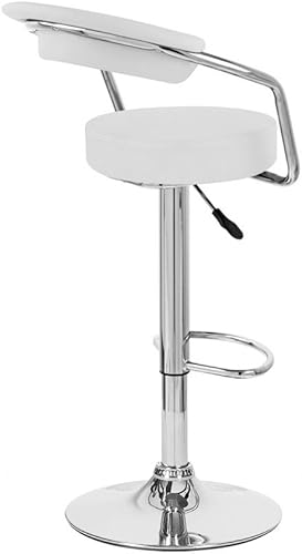 Miniatura 5 de Zool Taburete de bar de piel sintética ajustable contemporáneo, color blanco vainilla