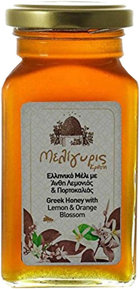 Greek Honey from Lemon and Orange Blossoms by Meligyris | Pure Unblended Cretan Honey | 450gram
