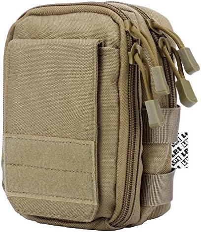 LefRight Multipurpose Tactical Nylon Molle Utility IFAK Pouch Waist Bag Holster Combo Detachable Strap Compatible with iPhone XR 7 Plus Pixel XL S8 S7 Edge Moto Z Force Play (Khaki)