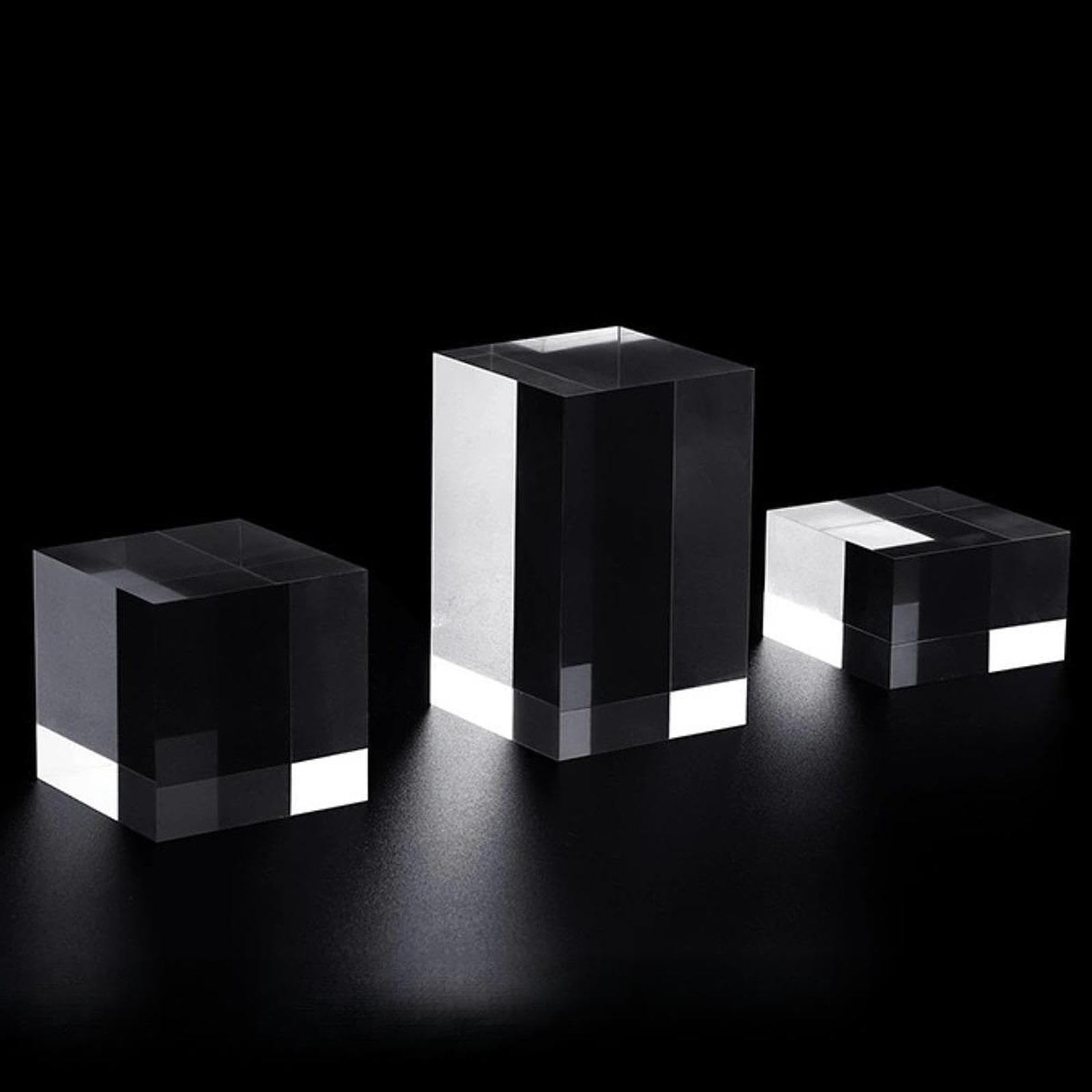 6 x Acryl Quadrat Präsentationsblock, Sockelständer für Schmuck und Figuren, 5cm bis 20cm