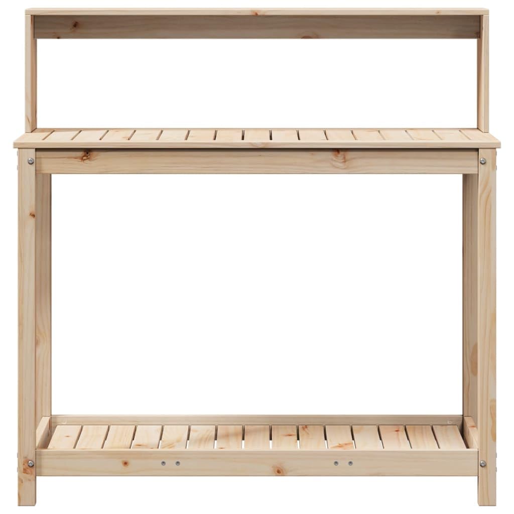 Stół na rośliny z litego drewna sosnowego, 108 x 50 x 109,5 cm, z półkami, do ogrodu, na balkon, taras i do wnętrz, wytrzymała drewniana rama, uniwersalna półka na doniczki i rośliny