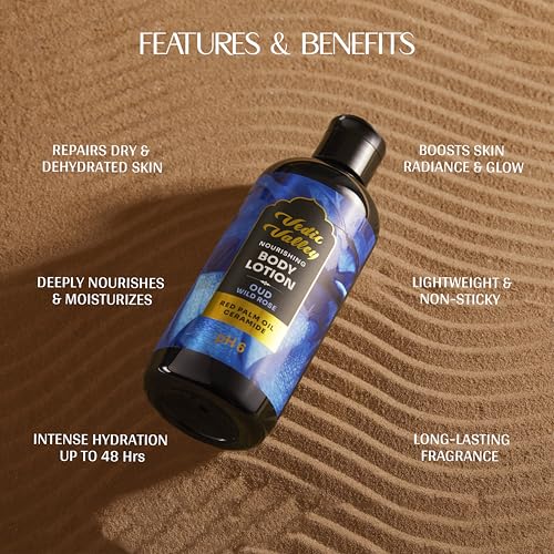 Image of VEDIC VALLEY Oud Wild Rose Hair & Body Wash with Ceramide and Red Palm Oil | Paraben Free Body Wash for Men & Women Helps Reduce Hair Fall & Supports Healthy Growth | Brightens Skin, Nourishes & Moisturizes Formula | 300 ml