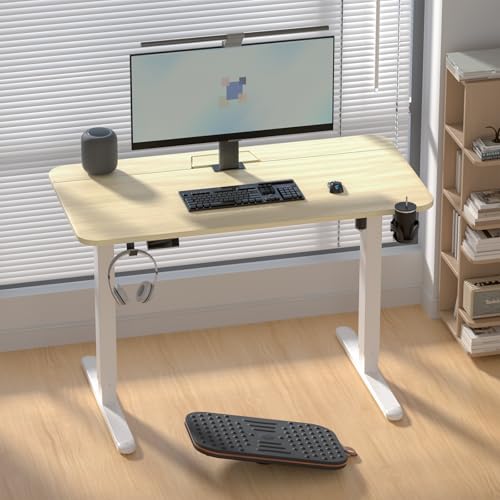 Image of Electric Standing Desk,48x24 Inch Adjustable Height Sit Stand Desk with Cable Management Tray,with Memory Presets Ergonomic Computer Desk for Home Office /Gaming /Workstation,Light Wood