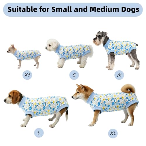 Image of Dog Surgery Recovery Suit Spay Recovery Onesie for Female Male Dogs | Soft,Breathable,Anti-Licking,Post-Op,Surgical Suit,for Abdominal Wounds,Alternative to E-Collar Cone,for Small Pets Blue XS