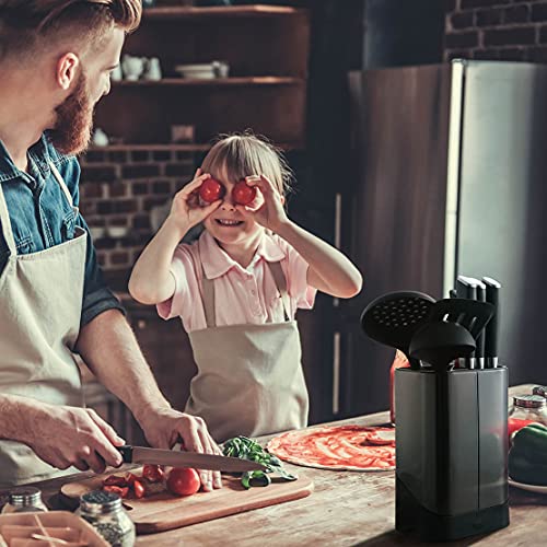 Universal Knife Block Without Knives And Utensil Holder For Countertop, Matoyo 2-In-1 Stainless Steel Kitchen Knife Holder For Kitchen Counter, Fingerprint Resistant (Knife/Utensil Holder Black) #TOP6