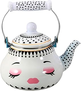 SGSG Cookers Tea Kettle Kettle Enamel Kettle, Cute Design Shy Pottery pear-Shaped Pot 2L Large Capacity, with Anti-scalding Handle Kettle teapot Coffee Pot, Suitable for Home