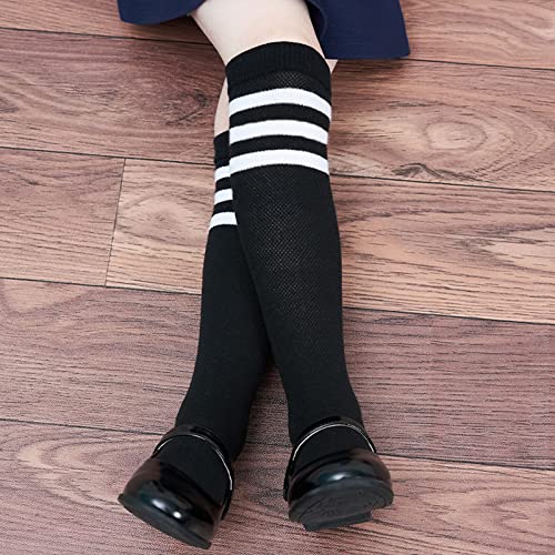 DRESHOW BQUBO Kids Toddler Soccer Socks Striped Knee High Uniform Athletic Football Baseball Socks for Boys Girls 1-10 Years3