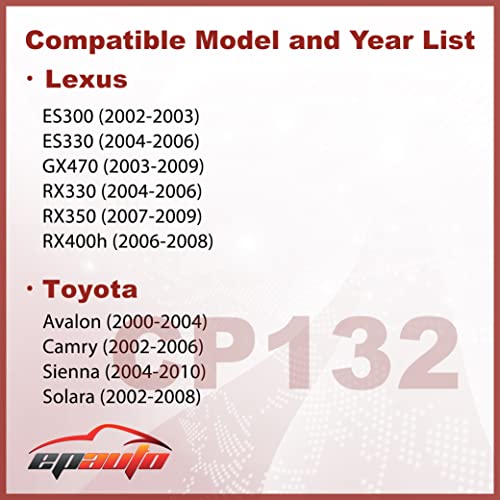 Image of EPAuto CP132 (CF10132) Cabin Air Filter Replacement for Toyota and Lexus | Toyota Camry, Sienna, Avalon, Solara; Lexus RX350, GX470, RX330, RX400h, ES300, ES330 - Fits Select Models 2000-2010