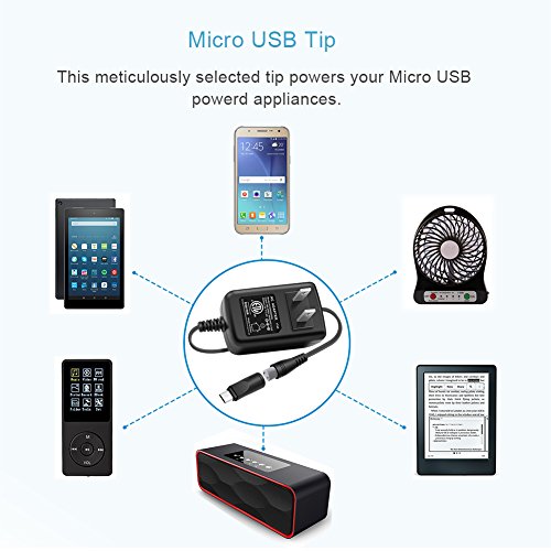 Replacement AC/DC Adapter 5V 1A 2A 2.5A 3A Power Adapter Charger w/ 8 Tips for USB Hub, TV Box, LED Pixel Light, Tablet, Camera, BT Speaker, GPS, Toys, Webcam, Router and More 5V Electronics