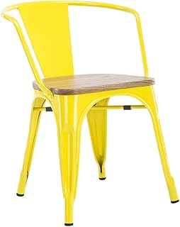 JIALIZL Taburetes De Bar Taburete Torix Respaldo,Industrial Apilable Metálica Vintage Silla,para Retro Vintage Comedor O La Cocina Bar,Yellow