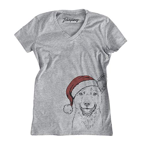 Inkopious Christmas Arden The Australian Kelpie Dog Women's Triblend T-Shirt Modern Fit V-Neck Large Grey