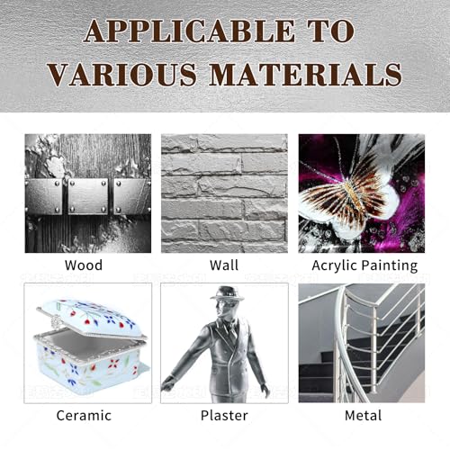 Image of 80ml Metallic Silver Acrylic Paint - Non-Toxic, Non-Fading Silver Leaf Paint for Canvas, Wood, Fabric, Ceramic, Stone - Ideal for Art, Painting, Handcrafts