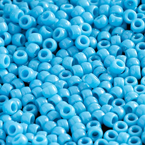 1000 Acrylic Pcs Blue Pony Beads 6x9mm Bulk for Arts Bracelet Necklace Jewelry Making Earring Hair braiding