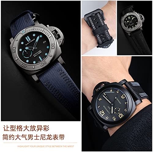 Bracelet en cuir et nylon canvas EZZON résistant pour Panerai 24mm - 5
