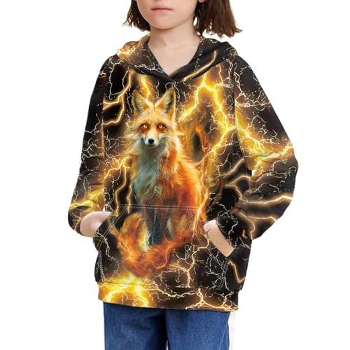 Image of WELLFLYHOM Boys Hooded Sweatshirts Hoodie Pullover Cool Graphic Crewneck Blouses Size 6-16