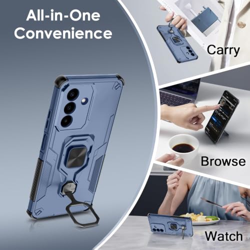 Image of TheGiftKart Tough Armor Bumper Back Case Cover for Samsung Galaxy A27 5G | Ring Holder & Kickstand in-Built | 360 Degree Protection Back Case Cover for Samsung Galaxy A27 5G (PC & TPU, Blue)