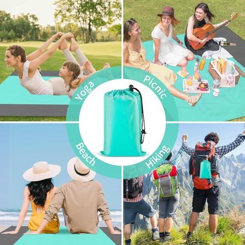CIRULLI Picknickdecke 210x200 cm,Strandmatte faltbar,Sandfreie stranddecke,Picknickdecke klein Wasserdicht mit Dreieckigen Sandsäcken,4 Heringe,Picknick Decke Outdoor für Picknick,Strand, Camping