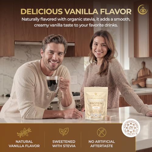 Image of Hydrolyzed Collagen Peptides Powder, Vanilla, 40 Servings, 15.4oz