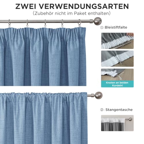 Joydeco Blickdicht Verdunkelungsvorhang Kräuselband Thermovorhang Gardine – Ansicht 3