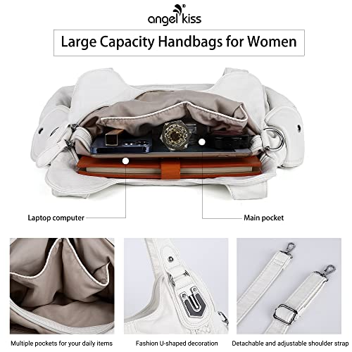 Image of Angel Kiss Purses and Handbags for Women Washed Vegan Leather Crossbody Hobo Satchel Shoulder Tote Purse