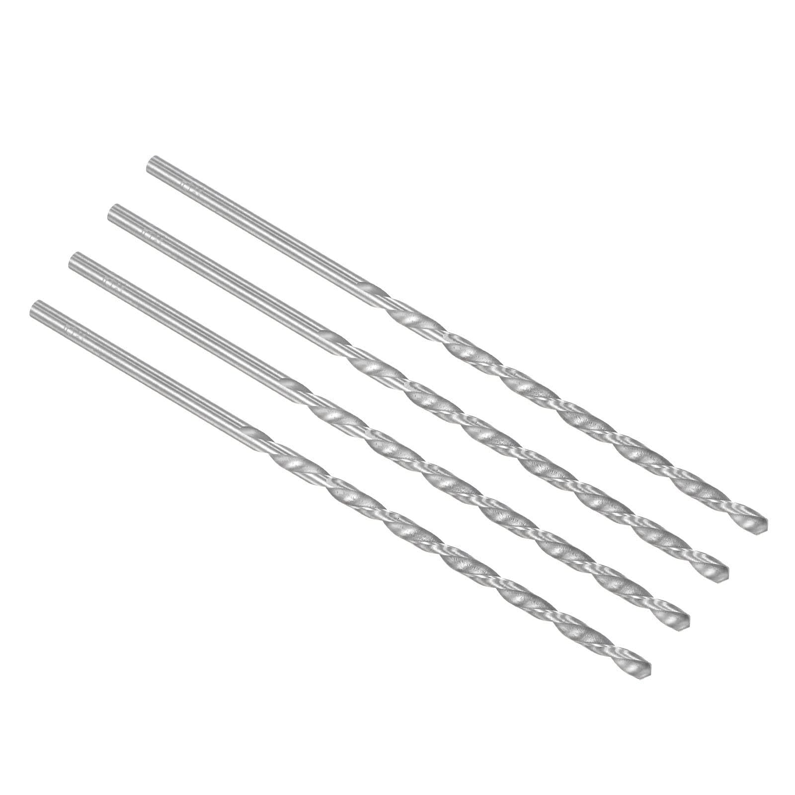 ROWORKX 4Pcs 4.5mm x 160mm Extra Long HSS Twist Drill Bits - Straight Shank Spiral Drill Bits for Wood, Metal, Aluminium, Plastic