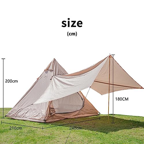 Carpa de camping estilo pirámide con toldo integrado miniatura 6