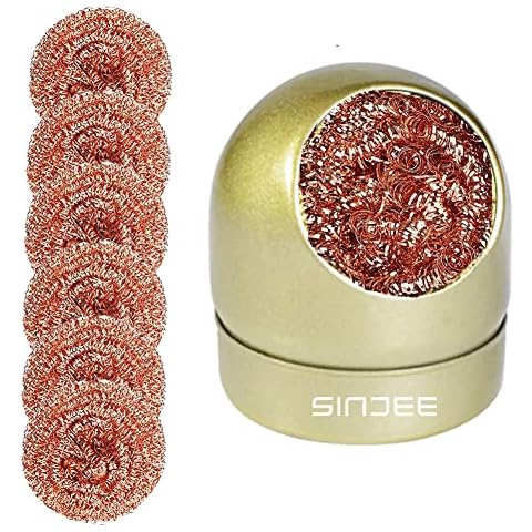 SINJEE Soldering Tip Cleaner Solder Tip Cleaning Wire and Holder Coiled Brass Tip Cleaner Kit with 7 PCS Solder Tip Cleaning Wire and 1 PC Holder for Cleaning Soldering Irons and Tips, No Water Needed Cover