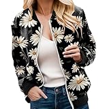 APOKIOG Bomberjacke Damen Frühling - Casual Leichte Jacke Sommer Blouson Jacke Pilotenjacke Kurzjacke Damen Trickjacke Casual Frauen Pocket Leichte jacken Kurz Coat Mode übergangsjacke