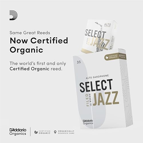 Miniatura 3 de D'Addario Select Jazz - Saxofón alto archivado First & Only Organic Reed-3 duro, paquete de 5 (ORSF10ASX3H)