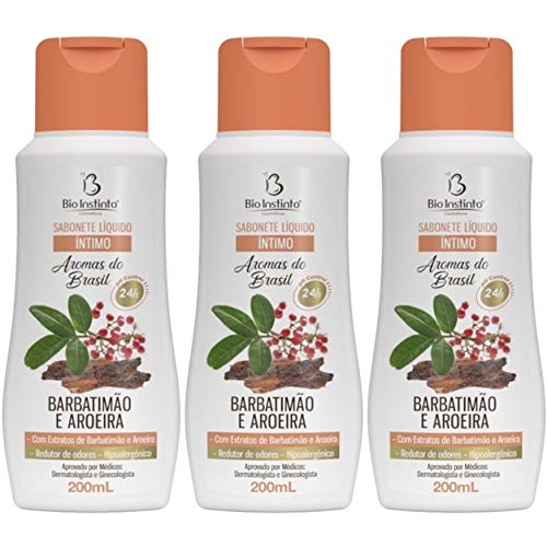 Kit 3 Sabonete Líquido Íntimo Barbatimão E Aroeira 200Ml