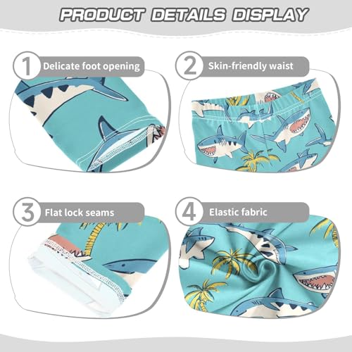 Cute Shark Girls' Leggings Toddler Doodles Palm Tree Kids Yoga Pants Dance Active Tights 4T3