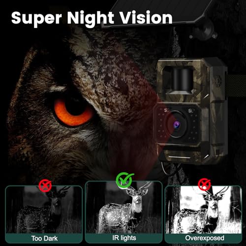 MAXDONE Solar Trail Camera 2 Pack - 4K 64MP WiFi Bluetooth Solar Deer Camera with Night Vision Motion Activated, Game Camera IP66 Waterproof, Wildlife Cameras Built-in Battery Rechargeable Power - Image 5